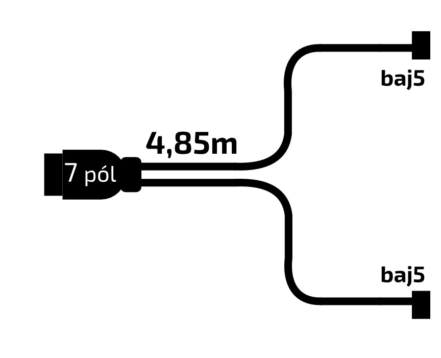 Kabeláž  4,85 m/7-pól. zástrčka, bez předních vývodů, baj5, Jokon